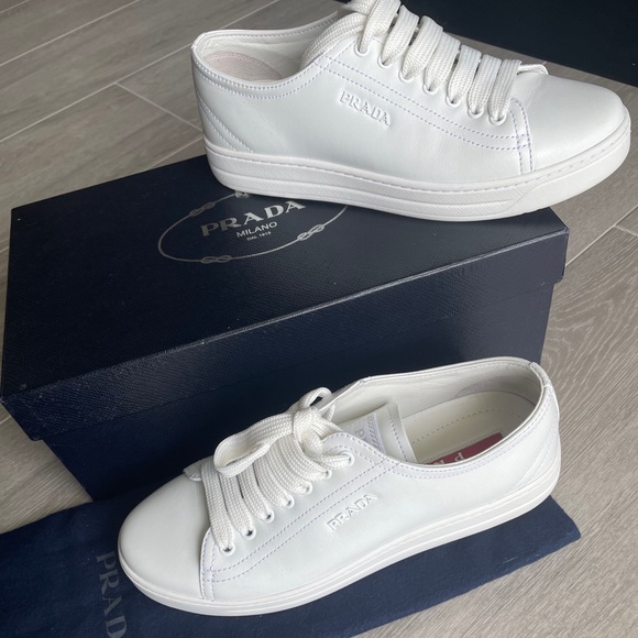 Prada white leather sneakers - Picture 3 of 8